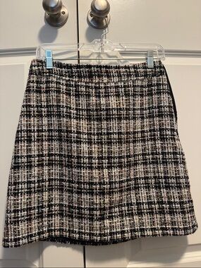 LOFT Black and Cream Tweed Mini Skirt
